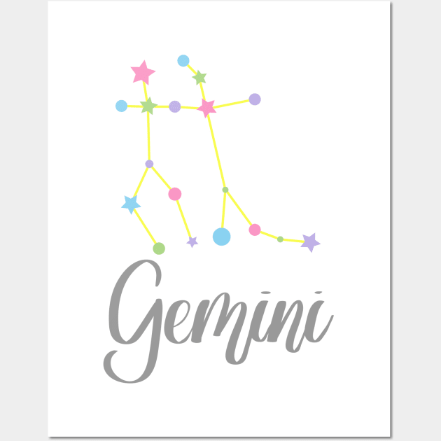 Gemini Zodiac Constellation in Pastels Wall Art by Kelly Gigi